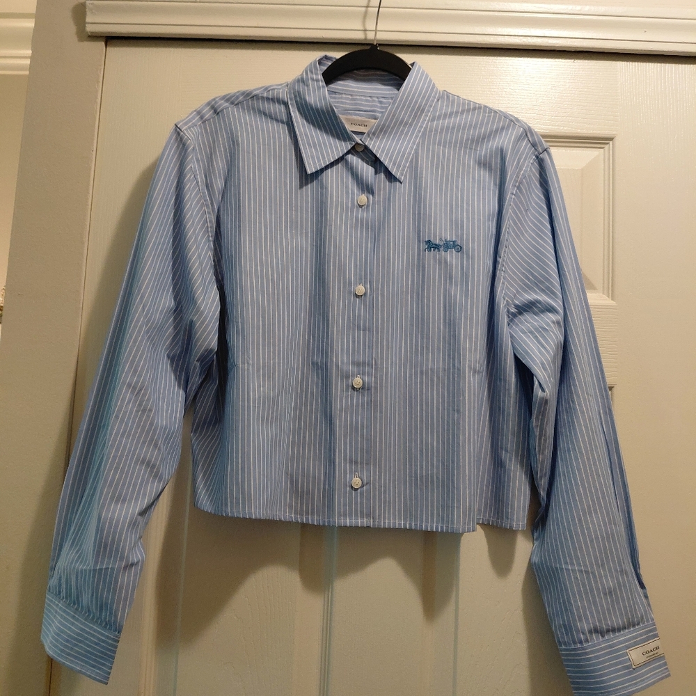 Coach Blue and White Dress Shirt Classic Design